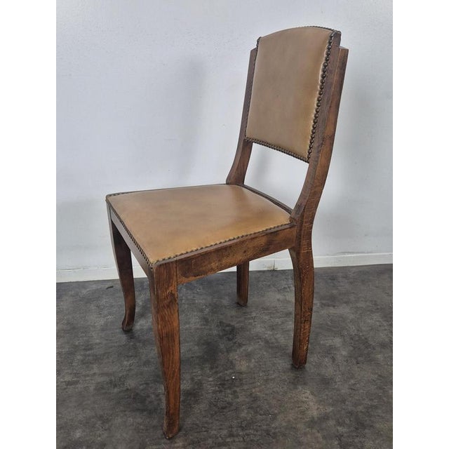 Chairs in Oak and Studded Imitation Leather, 1940s, Set of 4 For Sale - Image 6 of 9