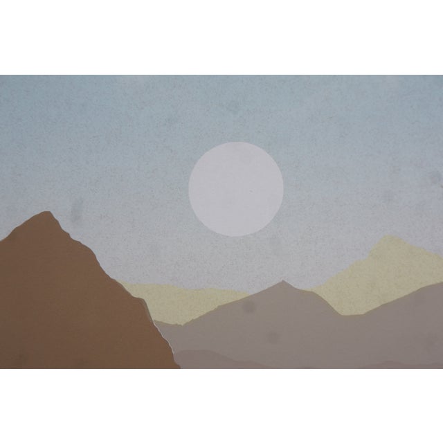 Southwestern Mountain Lake Horizon Sunset Landscape Serigraph 44" For Sale - Image 9 of 13