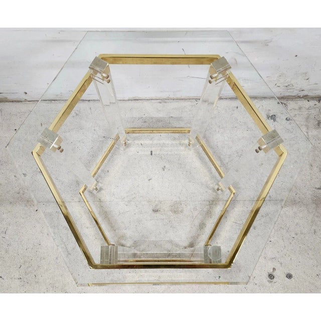 Charles Hollis Jones Lucite Side Table 24 Karat Gold Plated Charles Hollis Jones Style For Sale - Image 4 of 11