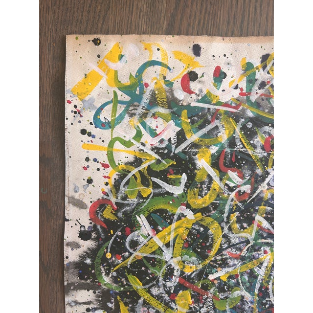 Mid-Century Modern Abstract Expressionist Mixed Media Painting For Sale - Image 4 of 5
