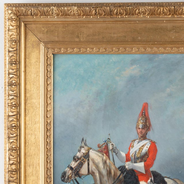 Original oil on panel painting titled, "Queen Victoria's Horse Guard" by French historical and portrait painter Olivier...