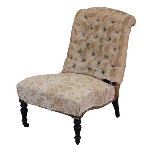 19th Century French Slipper Chair, Ready to Upholster For Sale