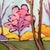 Blue Spring Landscape Oil Painting, Cherry Trees, Yellow Forsythia, Garden Pathway For Sale - Image 8 of 9