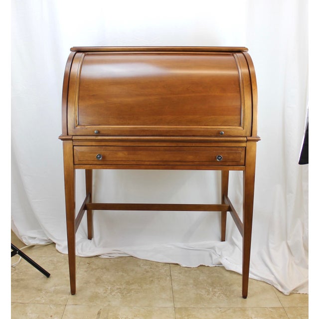1950s Stanley Furniture Solid Wood Roll Top Desk Chairish