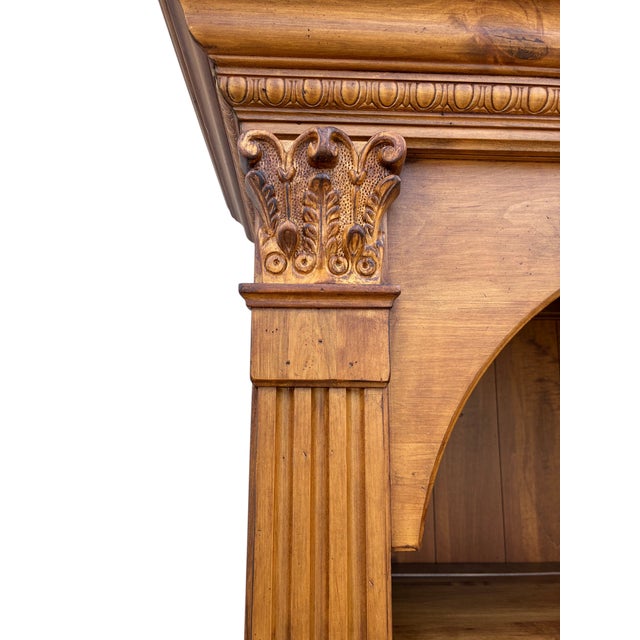 1990s Ethan Allen Legacy Maple Double Arched Library Bookcase Cabinet Hutch Display For Sale - Image 10 of 14