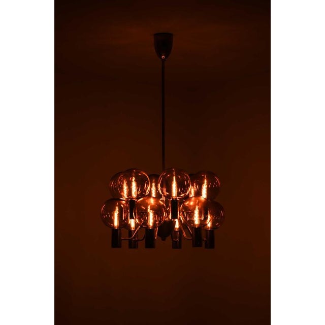 Metal Scandinavian Modern Ceiling Lamp in Brass and Glass by Hans-Agne Jakobsson, 1960s For Sale - Image 7 of 12