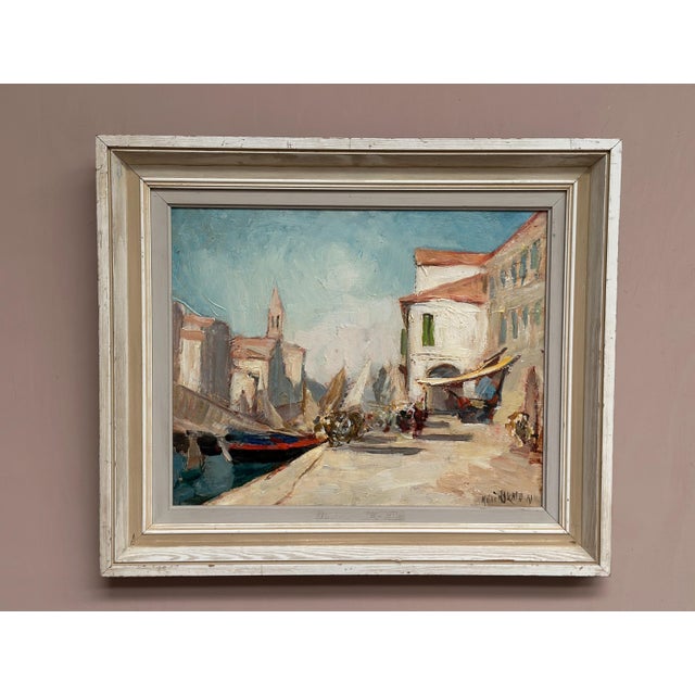 Original Vintage Scandinavian Oil on Panel – “Venice” by Knut Norman – Signed – Framed – 54 × 46 cm (21.3" × 18.1") incl....