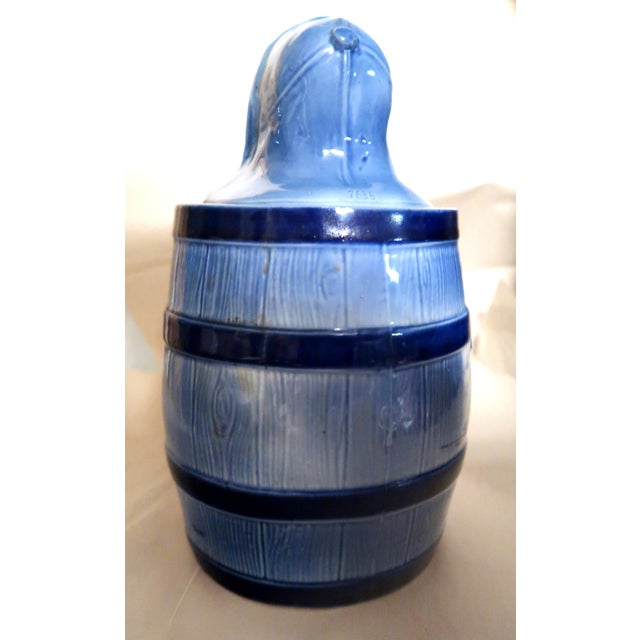 Blue Delft Vintage Porcelain Tobacco Box With Uncommon Figural Lid For Sale - Image 8 of 11