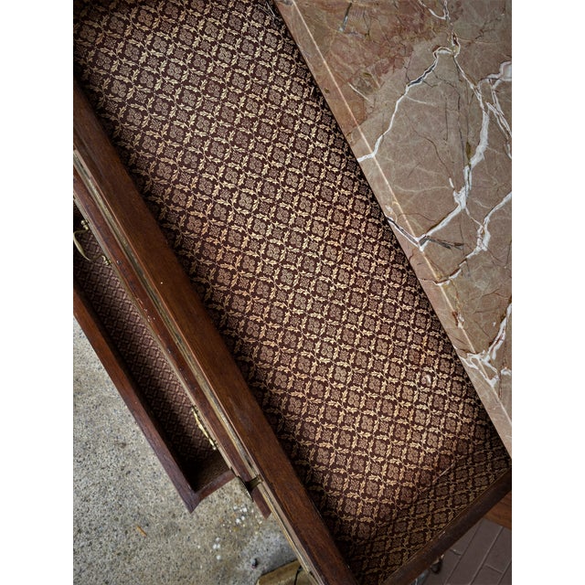 Mid 20th Century French Empire Style Commode Caryatid Bronze Figural Columns & Pink Marble For Sale - Image 12 of 14