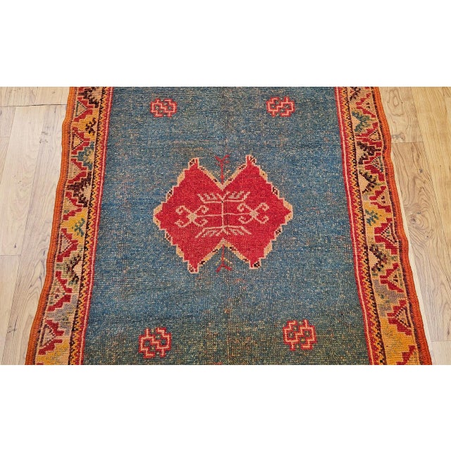 Vintage Moroccan Rug, Hand-Knotted Wool, Geometric Pattern, Green & Yellow, 4’ X 6’ For Sale - Image 14 of 18