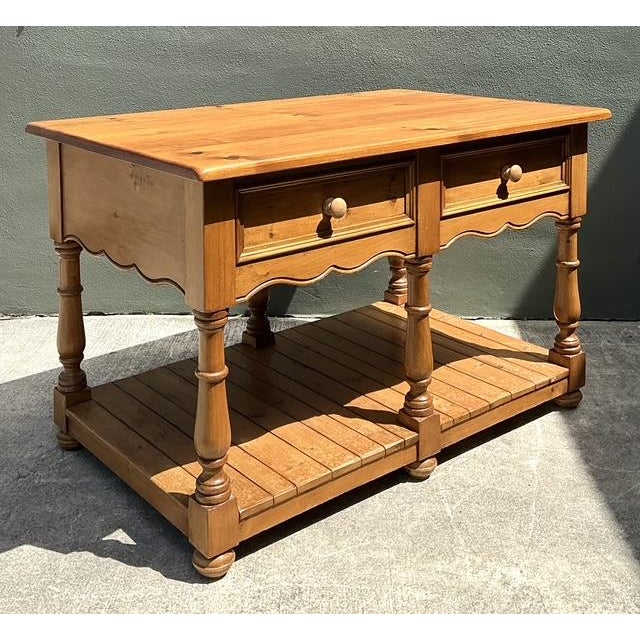 Wood Vintage Knotty Pine Plank Center Island For Sale - Image 7 of 12