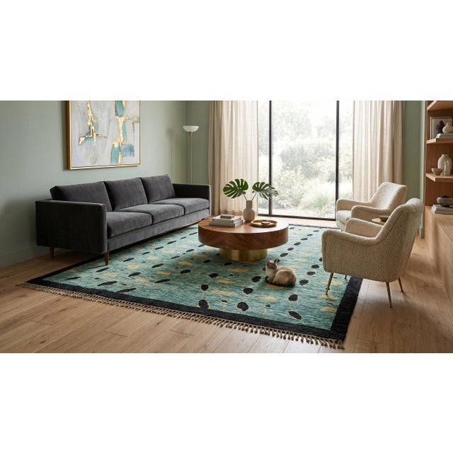 Elevate your space with this stunning Modern Moroccan-style wool rug, featuring a sophisticated fusion of traditional...