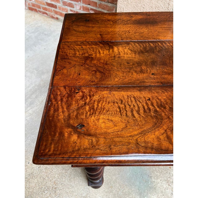 Wood Antique English Barley Twist Writing Table Library Desk Jacobean Walnut C1880 For Sale - Image 7 of 18
