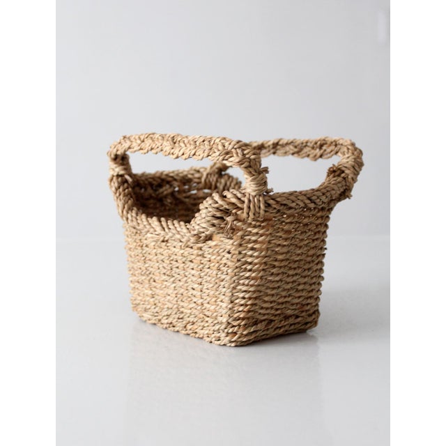 Vintage Woven Basket With Handles For Sale - Image 4 of 13