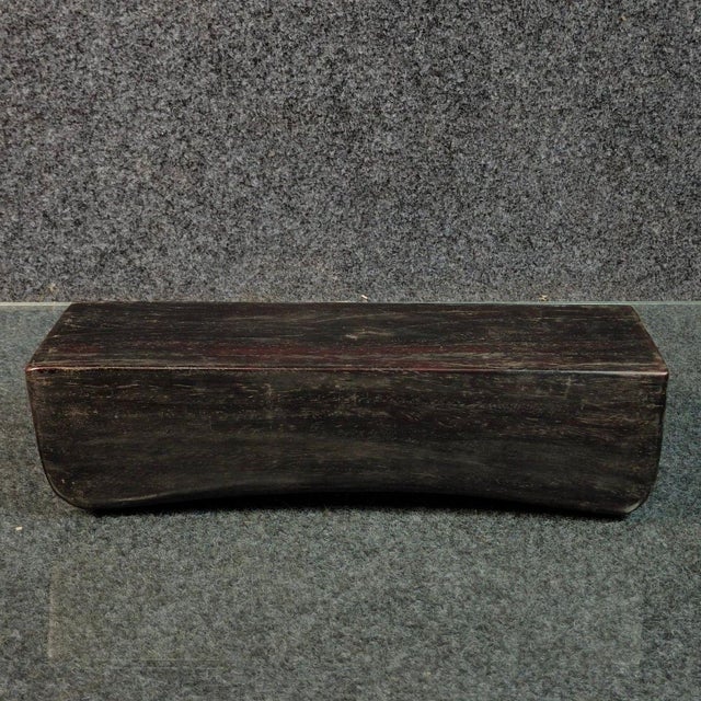 Black Vintage Chinese Small-Leaf Rosewood (Zitan) Solid Wood Pillow / Pulse Cushion For Sale - Image 8 of 9
