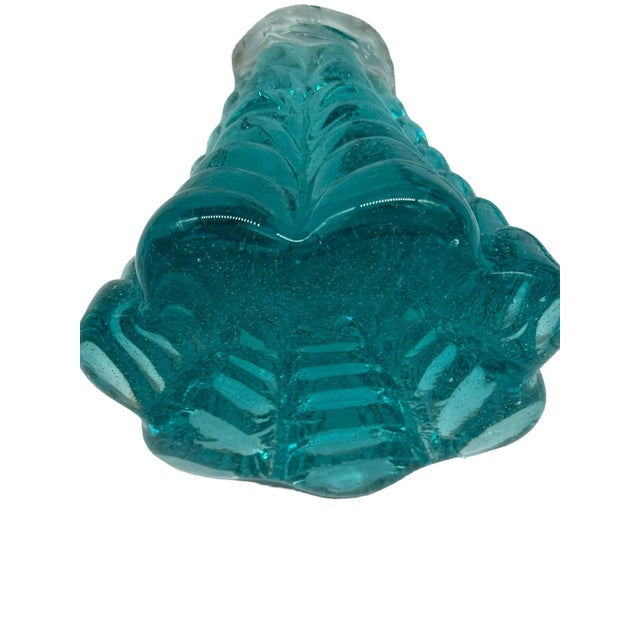 Late 20th Century Venetian Hand Blown Blue and White Glass Fish W Gold Flecks For Sale - Image 10 of 10