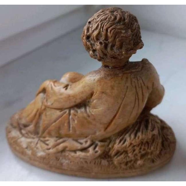 Pair of 19th Century Pastoral Shepherd Figurines, Terracotta-Patinated Ceramic. For Sale - Image 6 of 11