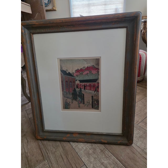 Pink Shimbashi Station Meiji Era Utagawa School Hiroshigi For Sale - Image 8 of 17
