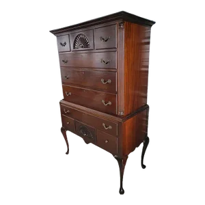 Antique Queen Anne Style Mahogany Highboy Chest of Drawers