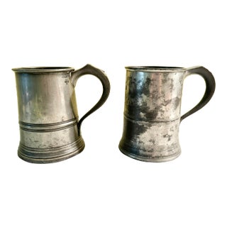 Pair of Antique Pewter Beer Steins For Sale