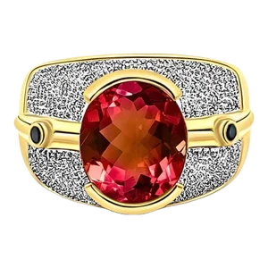 Vintage 6 Carat Pinkish Red Oval Cut Tourmaline Bezel Set Unisex Ring in 18K Yel, Size 8