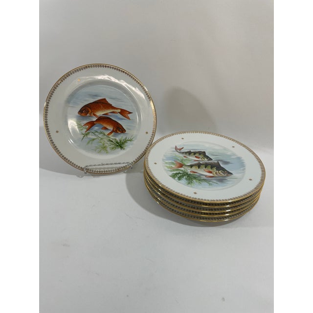 Late 19th Century French Limoges Charles Ahrenfeldt Fish Dinner Plates, Set of Six For Sale - Image 15 of 16