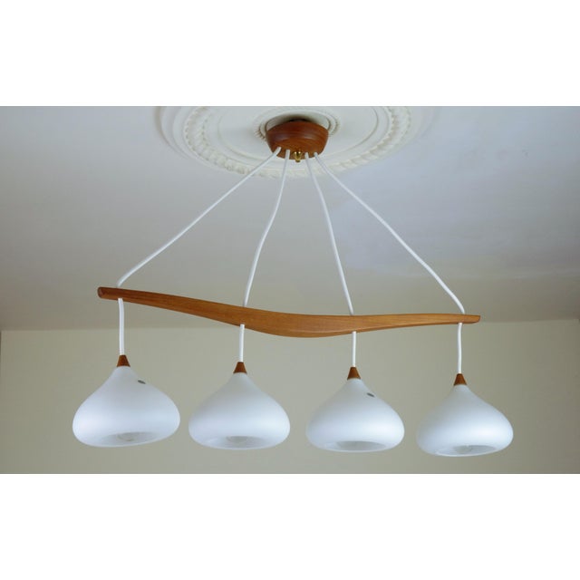 Swedish Teak and Glass Four Light Hanging Lamp, 1960s For Sale - Image 13 of 13