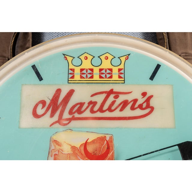 Vintage Martin's Quality Meats Lighted Advertising Clock For Sale In Chicago - Image 6 of 8
