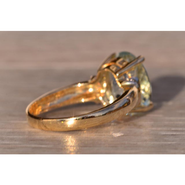 Metal The 102nd Avenue: Aquamarine and Natural Diamond Ring in Yellow Gold For Sale - Image 7 of 11