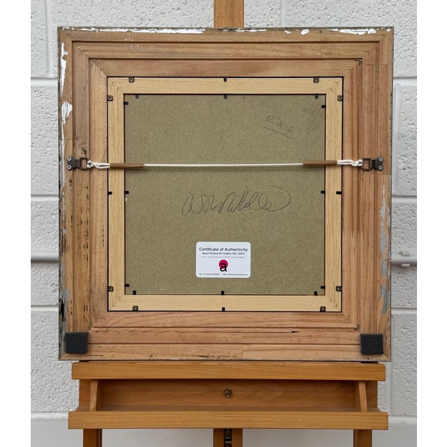 Pink Pink Blue & White Abstract Art in a Bronze Frame by Contemporary British Artist 2025 For Sale - Image 8 of 17