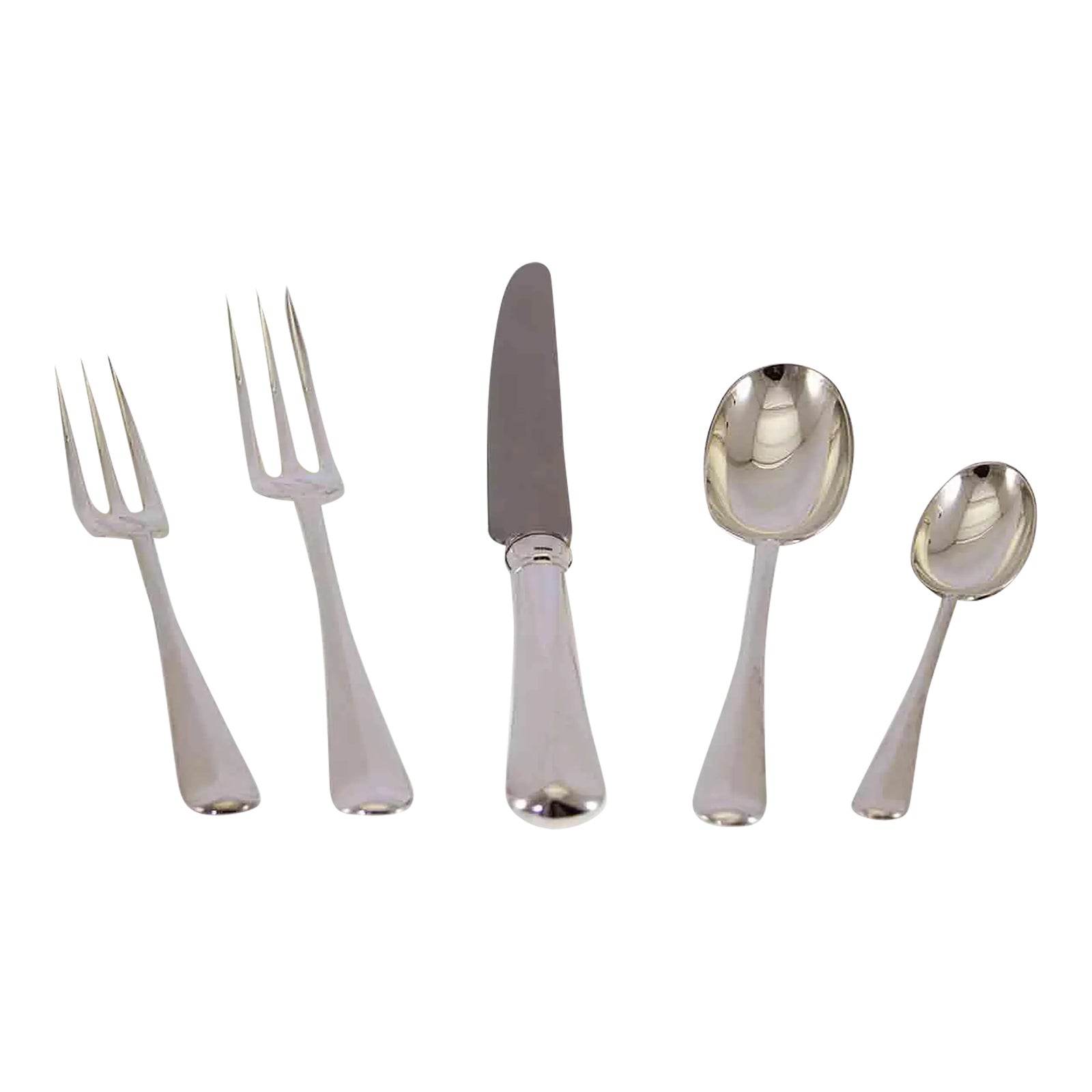 Vintage/New Hand-Forged Sterling Silver 5-Piece Flatware Place-Setting ...