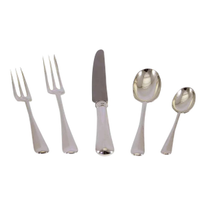 Vintage/New Hand-Forged Sterling Silver 5-Piece Flatware Place-Setting, Rattail by C. J. Vander