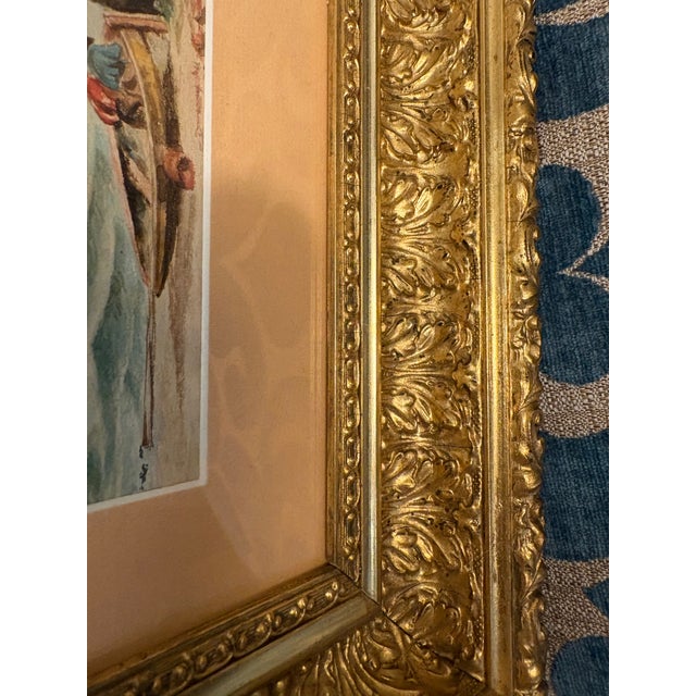 Antique French Nautical Maritime Fine Aquarelle Watercolor, Frame For Sale - Image 9 of 10