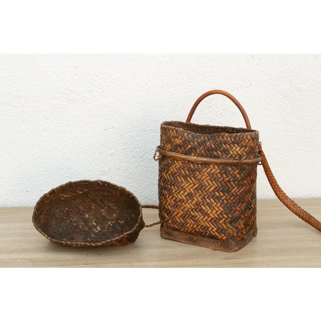 Wood Antique Handwoven Cordillera Basket Backpack For Sale - Image 7 of 10