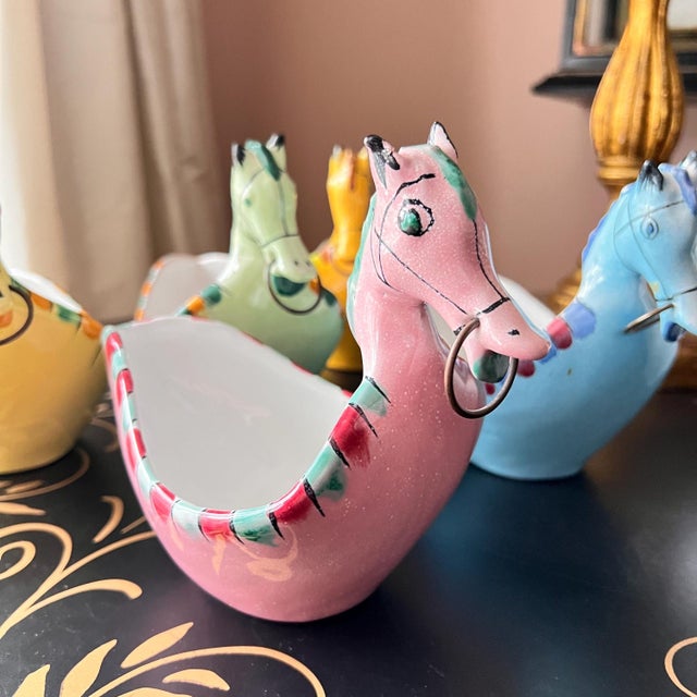 Set of six Bitossi Ceramiche horse bowls by Aldo Londi // Made in Italy // midcentury modern ceramic // Florentine handmade pottery For Sale - Image 10 of 13