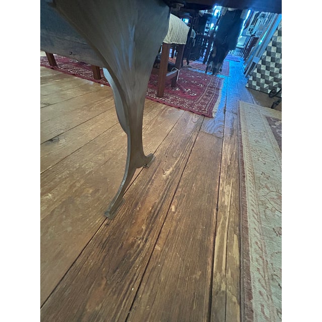 Gray Custom Industrial Flooring Dining Table With Modern Wishbone Steel Legs For Sale - Image 8 of 16