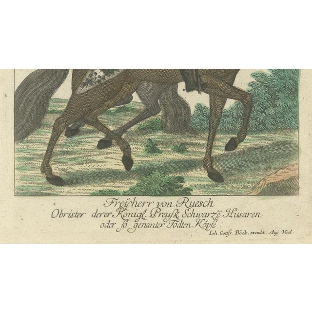 Paper Johann Gottfried Böck, Death's Head Skull Hussars, 1750s, Engraving For Sale - Image 7 of 10