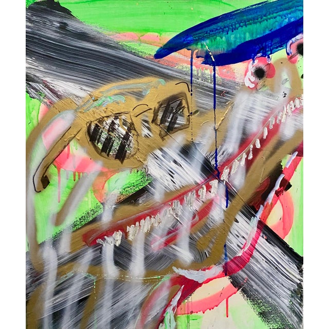 Kadar Brock, Mixed Media Oil Painting and Spray Paint Abstract Painting Selbstportrait, 2007 For Sale