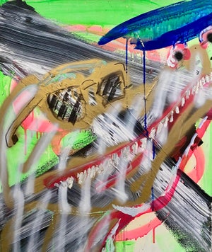 Kadar Brock, Mixed Media Oil Painting and Spray Paint Abstract Painting Selbstportrait, 2007