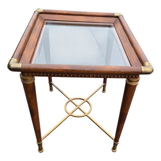 French Regency Campaign Coffee Table Leather Wrapped Wrought Iron X Base Vintage For Sale