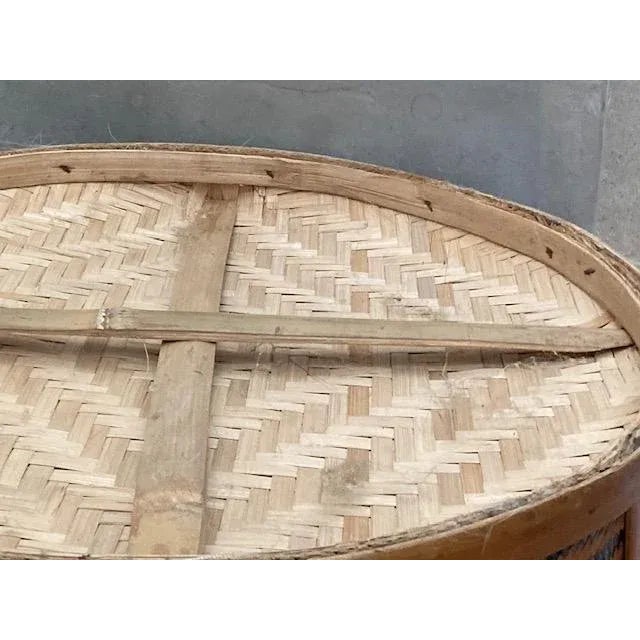 Burnt Umber Early 20th Century Chinese Rattan Wedding Basket For Sale - Image 8 of 9