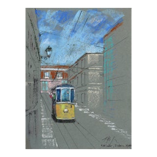 Pastel Study 2 - Original City Train Still Life Oil Pastel Artwork on Paper by Kathleen Keifer For Sale