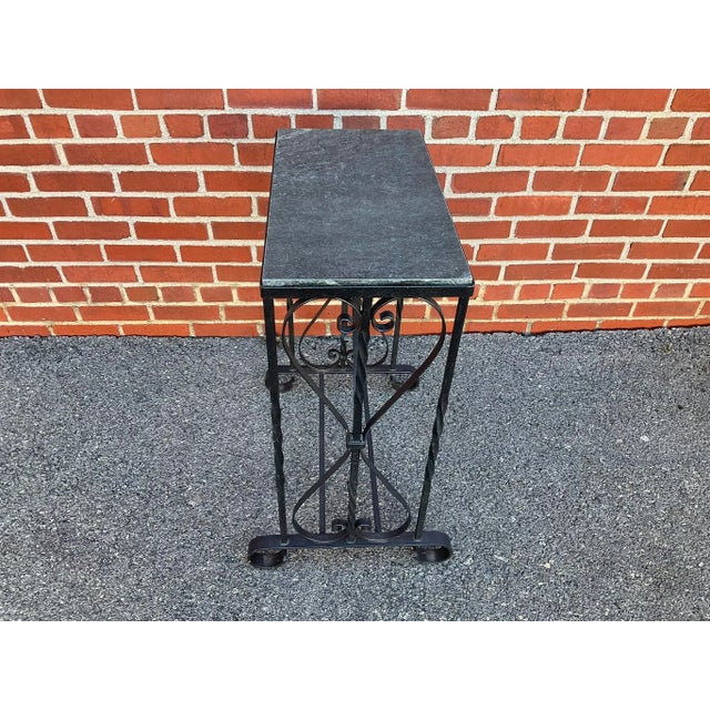 1960s 1960s Vintage Wrought Iron Marble Top Table For Sale - Image 5 of 6