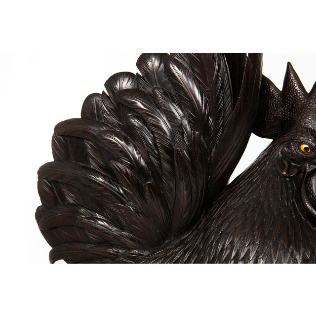 Japanese Meiji Period Pair of Bronze Sculptures Okimono of Rooster & Hen For Sale - Image 12 of 18