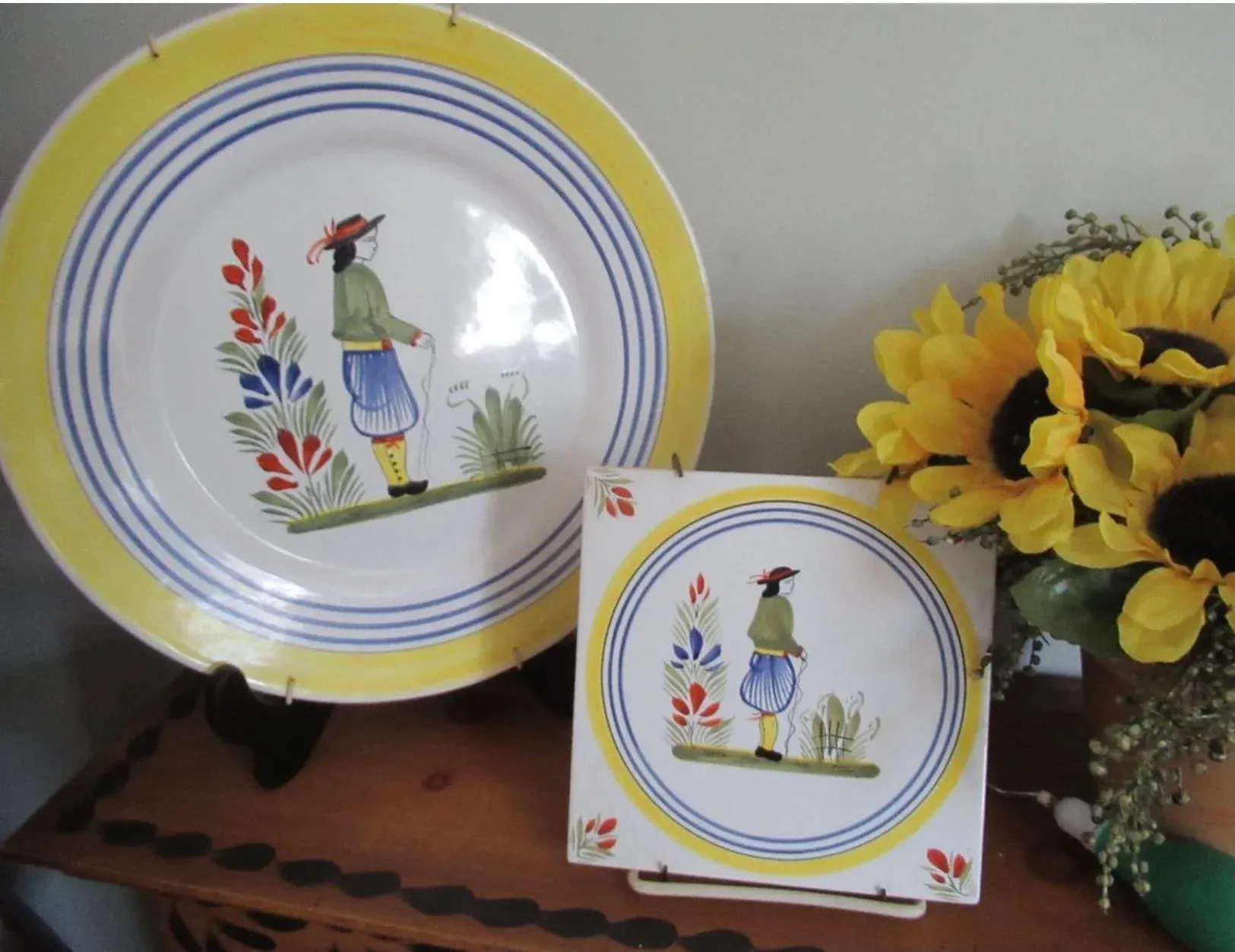 Vintage French Faience Quimper Pottery- Henriot Quimper Plate and