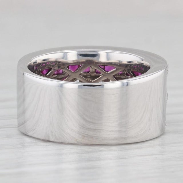 2.08ctw Ruby Diamond Ring 14k White Gold Size 6.5 Wide Band For Sale In Greensboro - Image 6 of 8