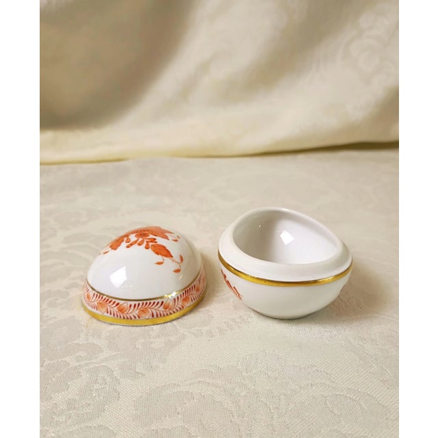 Herend Hungary Egg Trinket Box Chinese Bouquet Orange Apponyi Orange Hungarian Porcelain Handcrafted Chinoiserie Grandmillenial Decor For Sale - Image 12 of 15