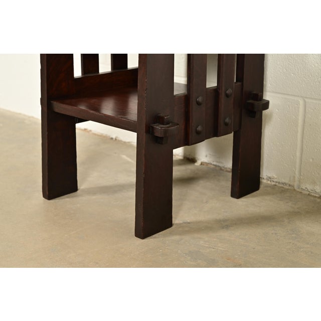 Brown Stickley Brothers Style Antique Mission Oak Arts & Crafts Bookstand or Magazine Rack, Newly Refinished For Sale - Image 8 of 12