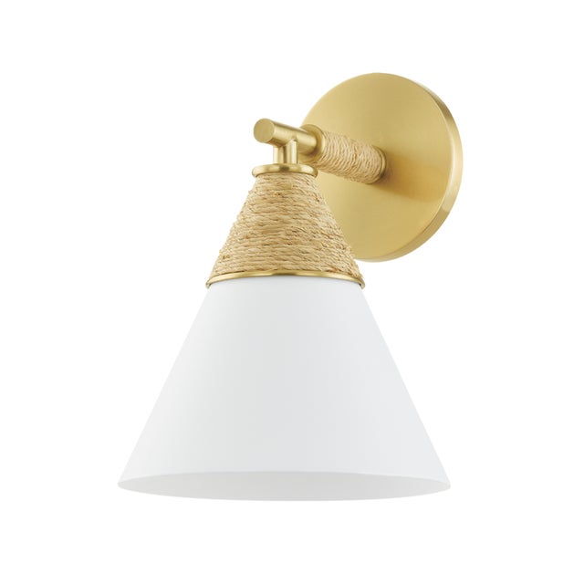 A classic cone shape with coastal flair, Mica features a rattan-wrapped, textured white shade accented by beautiful Aged...