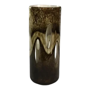 1980s Hand Blown Cased Glass Vase